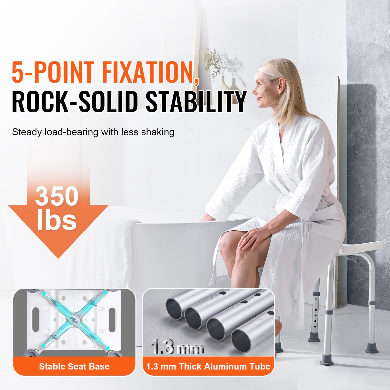 Adjustable Shower Chair With Handles And Non-slip Seat For Elderly_voghion.com